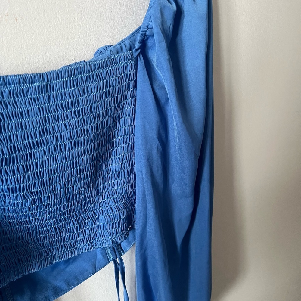 O. Vianca Blue Long Sleeve Blouse - Picture 6 of 6